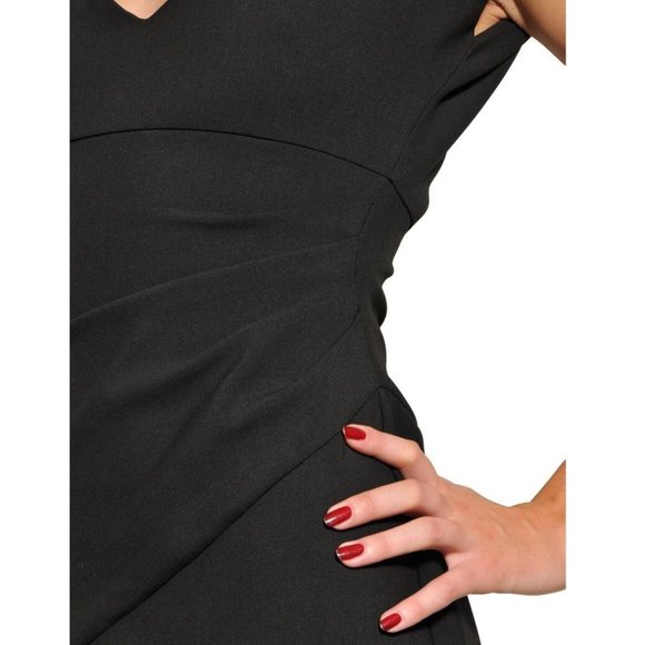 Diane Von Furstenberg Dress DVF Bevin Ruched V Neck Sheath Black Women Size 6 - Picture 7 of 17